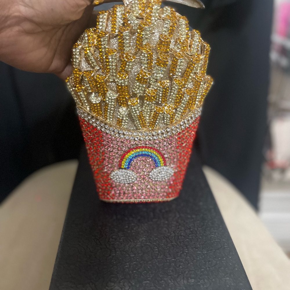 Crystal French Fry Bag with Rainbow Design